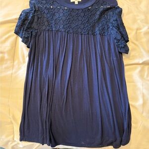 Kim & Cami Navy Lace Blouse